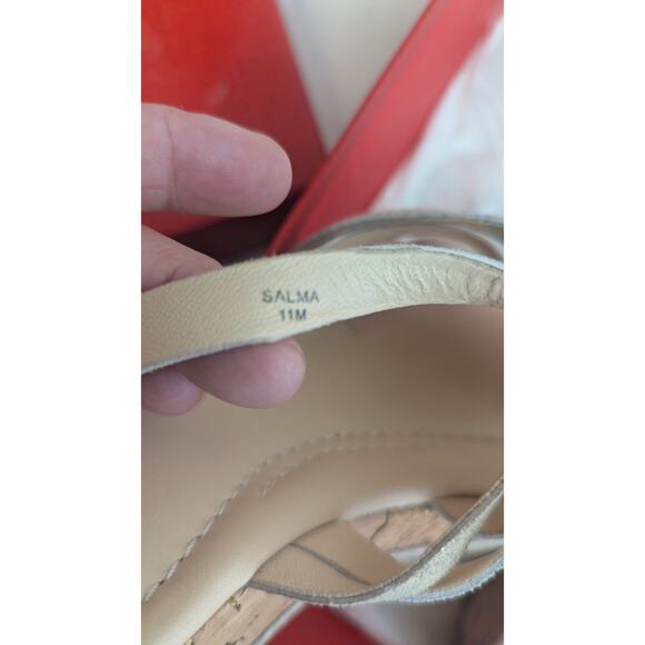 Donald J Pliner Salma light gold metallic leather strappy wedge sandal size 11 M - Picture 11 of 11